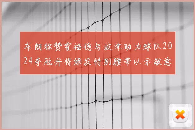 布朗称赞霍福德与波津助力球队2024夺冠并将颁发特别腰带以示敬意